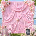 40ft x 10ft Pink Backdrop Curtains, 8 Panels Baby Pink Drapes for Backdrop by LittleFunny