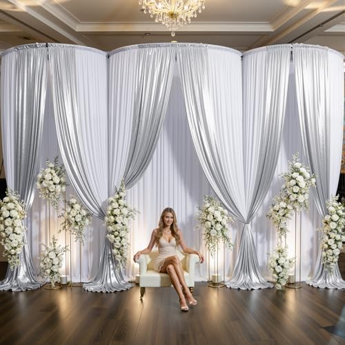 10x15FT Silver Sequin Backdrop Curtain Double Sided by PartyVillage