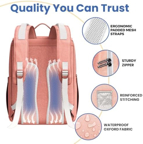 PILLANI Baby Diaper Bag Backpack - Toddler Backpack - Baby Bag for Girls & Boys, Large Waterproof Diaper Backpack - Diaper Bags with Changing Pad, Best Baby Shower Gifts - Stylish Pink Cute Diaper Bag - Image 4