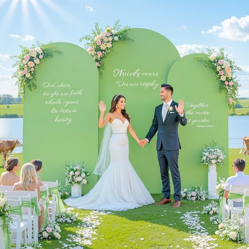 Sage Green Arch Backdrop Cover 7.2ft 6.6ft 6ft Arch Cover Set of 3 Arch Covers Stretchy Backdrop for Wedding Party Baby Shower Birthday Photography Spandex Arch Stand Covers Backdrop Curtains Decor - Image 2