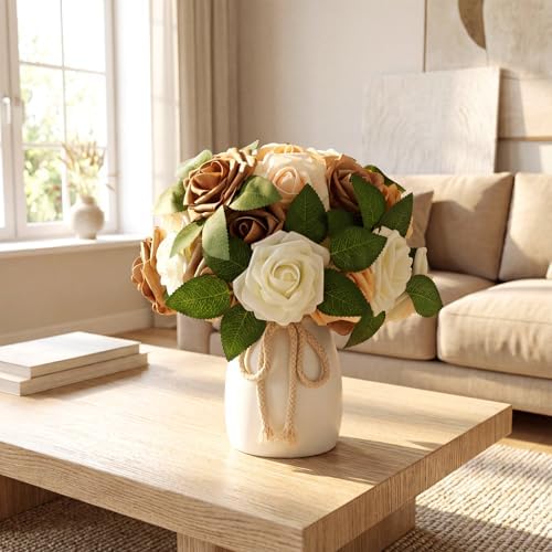 100 Pcs Artificial Rose Flowers, Nude Color - Image 3
