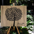 Andaz Press Large Wooden Welcome Sign for Wedding, Rustic Welcome Sign 16" x 20" Custom Names & Date Tree Leaves Thumbprint Wedding Signage English Oak MDF Wood Finish Reception Indoor Outdoor Signs - Image 4