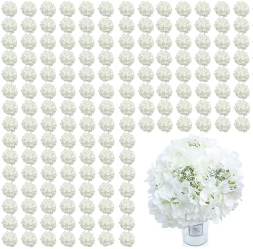 AVIVIHO 105 Pcs White Hydrangeas Artificial Flowers Bulk White Silk Flowers with Stems Realistic Fake Hydrangeas Heads DIY Floral Arrangements for Wedding Centerpieces Arch Party Home Decoration by Aviviho