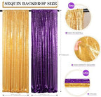 ShinyBeauty Sequin Backdrop Curtains 4 Panels 8ft Gold Purple - Image 6
