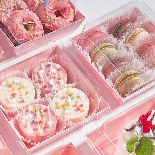 Ocmoiy Small Charcuterie Boxes with Clear Lids, 4 Inches, 100 Pack, Pink - Image 6