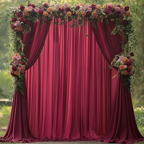 ESGOTBME 30x10ft Wrinkle Free ‌Burgundy Backdrop Curtain for Parties Soft Fabric Drapes Wedding ‌Curtain Backdrop for Birthday Party Decorations Background for Photography 5x10ft, 6 Panels - Image 5
