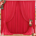 16x10FT Red Backdrop Curtains for Wedding Parties, Wrinkle Free Polyester Photography Backdrop Drapes for Wedding Baby Shower Birthday Parties Stage Background Stand Decorations 4x10ft,4 Panels by Partisky