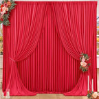 16x10FT Red Backdrop Curtains for Wedding Parties, Wrinkle Free Polyester Photography Backdrop Drapes for Wedding Baby Shower Birthday Parties Stage Background Stand Decorations 4x10ft,4 Panels by Partisky