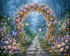 20x10ft Enchanted Forest Backdrop Fairy Tale Magic Garden Floral Arch Butterfly Photography Background for Kids Girls Baby Shower Birthday Party Decoration Photo Booth Props - Image 3