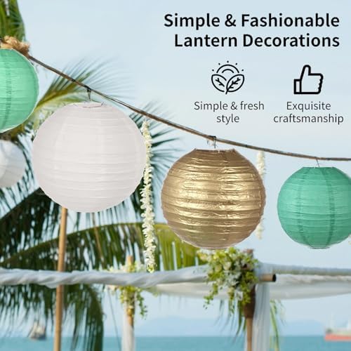 Assorted 6 8 10 12 Sizes, 32 Pcs Round Paper Lanterns, Hanging Foldable Indoor Outdoor Lanterns Decoration for Baby Shower Wedding Birthday Christmas Festival Party - Image 2