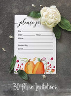 Pack of 30, Please Join Us Invitations with Envelopes, Autumn Pumpkin Watercolor Invites for Your Wedding, Bridal Shower, Baby Shower, Engagement Party, Birthday 5 X 7 Inches - Image 4