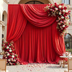 20ft x 10ft Red Wrinkle-Free Backdrop Curtains, Fabric Photo Drapes for Christmas Party Valentine’s Day New Year Patriotic Holidays 4th of July Birthday Photography Background by Gewonelife