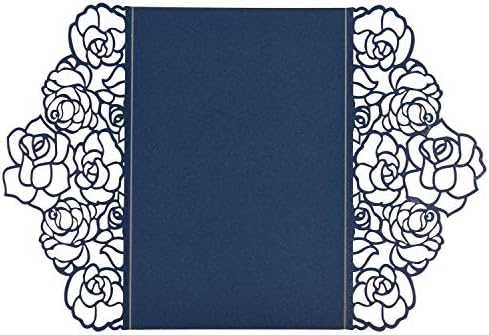 FOMTOR Laser Cut Wedding Invitation Set with Envelopes & Inserts & Seals – Perfect for Weddings, Bridal Showers, Engagements & Anniversary Celebrations - Blue, 40pcs - Image 6