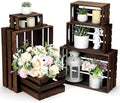 CroBlissful 6 Pcs Decorative Wood Crate Storage Display, Vintage Dark Brown by CroBlissful