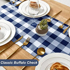 Hiasan Buffalo Plaid Table Runner Navy Blue and White 14W x 72L, 1 Piece - Image 2