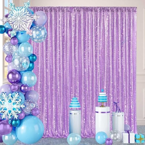 8ft x 8ft Light Purple Sequin Backdrop for Wedding Baby Shower Decorations - Image 2