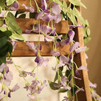 3Pcs 7.2Ft/Piece Artificial Flowers Wisteria Garland Artificial Wisteria Vine Hanging Flower Greenery Garland for Home Garden Outdoor Wedding Arch Floral Decor (Purple) - Image 3