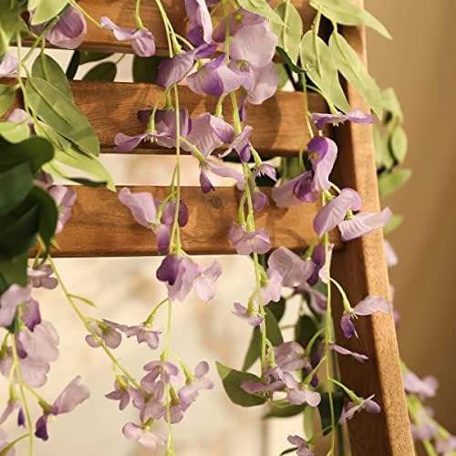 3Pcs 7.2Ft/Piece Artificial Flowers Wisteria Garland Artificial Wisteria Vine Hanging Flower Greenery Garland for Home Garden Outdoor Wedding Arch Floral Decor (Purple) - Image 3
