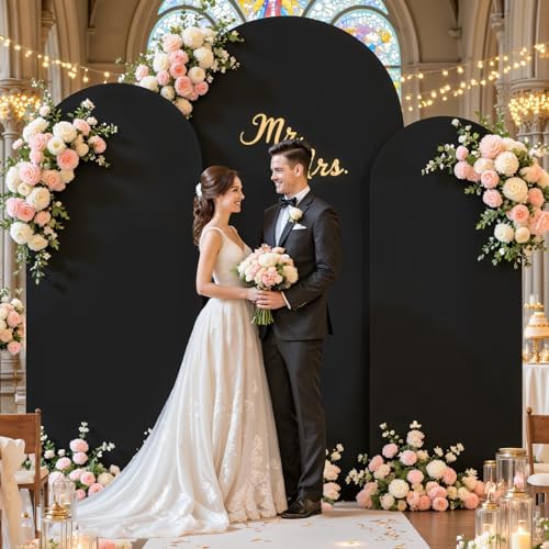Black and Red Arch Cover 3 Set-7.2FT, 6.6FT, 6FT Arch Backdrop Cover Spandex 2-Color Balloon Arch Stand Covers for Birthday Party Baby Shower Retirement Graduation Photo Background Decorations - Image 5