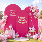 Hot Pink Arch Backdrop Cover 7.2ft 6.6ft 6ft Arch Cover Set of 3 Arch Covers Stretchy Backdrop for Wedding Party Baby Shower Birthday Photography Spandex Arch Stand Covers Backdrop Curtains Decor - Image 4