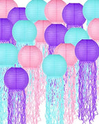 18 Pcs Jellyfish Paper Lanterns Jellyfish Lantern Hanging Decoration Ocean Theme Party Supplies Mermaid Birthday Decorations for Baby Shower Under The Sea Birthday Party Supplies(Vintage Color) by Leelosp