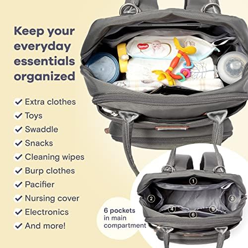 RUVALINO Diaper Bag Backpack, Multifunction Travel Back Pack Maternity Baby Changing Bags, Large Capacity, Waterproof and Stylish, Iron Gray - Image 5