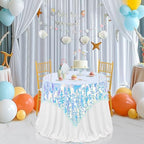 QueenDream Green Sequin Table Cloth: 51x35 Inches Sequin Payette Tablecloth - Iridescent Glitter Fabric for Girls Wedding Mermaid Party Birthday Decorations - Image 6