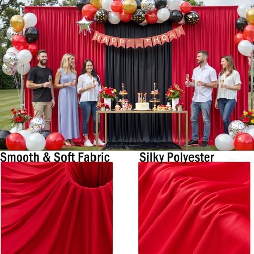 12ft x 10ft Red Backdrop Curtains for Parties, Wrinkle Free 2 Panels Photo Backdrop Drapes Back Drop Cloth for Wedding Birthday Photography Background Decor - Image 4
