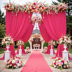 20 ft x 10 ft Wrinkle Free Fuchsia Backdrop Curtain for Parties, 4 Panels Polyester Hot Pink Photo Backdrop Drapes for Wedding Birthday Party Baby Shower by Outpain