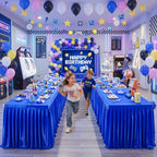 6 Packs Royal Blue Satin Tablecloths Rectangle 6FT, Glitter Spandex Fitted Stretch Table Covers Wrinkle-Free Floor Length Shimmer Table Skirt for Weddings Parties Baby Shower Banquets Vendor Events - Image 5