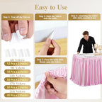 17ft Baby Pink Satin Table Skirt for Rectangle Table Teacher Desk Skirt - Image 5