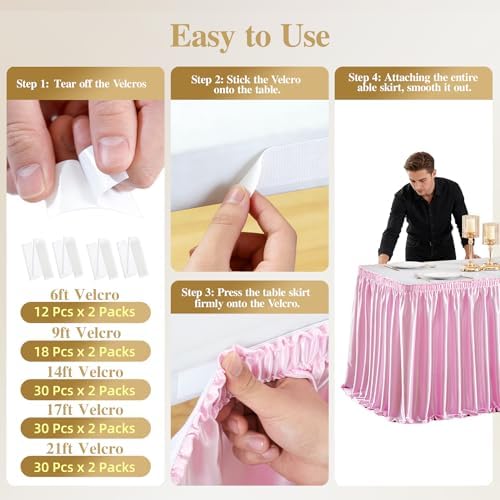 17ft Baby Pink Satin Table Skirt for Rectangle Table Teacher Desk Skirt - Image 5
