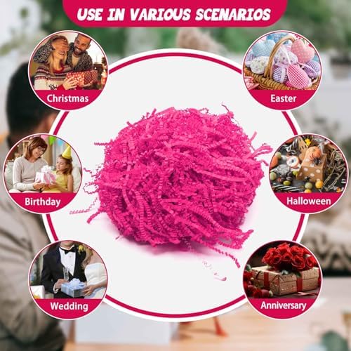 10LB Fluorescent Fuchsia Crinkle Cut Paper Shred Filler, Paper Shreds for Basket Fillers, Birthday, Gift Wrapping, Anniversary, Wedding, Valentine's Day, Christmas Gift Decor Party Filler - Image 6
