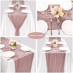 35x157 Inch Dusty Pink Cheesecloth Table Runner Boho Wedding Party Decor - Image 5
