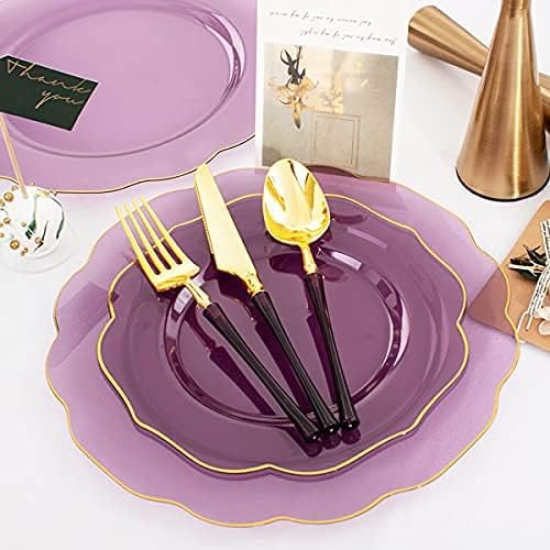 Ciaell 120 Piece Gold Plastic Plates for Halloween Parties - Image 5