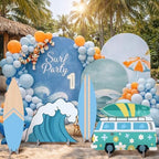 4 Pcs Large The Big One Themed Birthday Party Decorations 1st Birthday Decoration Beach Surfboard Cardboard Cutout Photo Booth Props Backdrop for Beach Pool Baby Shower Supplies - Image 2