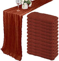 35x157 Inch Terracotta Cheesecloth Table Runner Fall Boho Wedding Decor by Fivenl