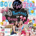 Hombae Burnouts or Bows Gender Reveal Decorations Kit - 171 Pcs Boy or Girl Gender Reveal Party Supplies with Backdrop, Balloons & Confetti for Baby Shower - Image 7