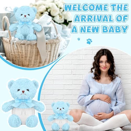 Seenelling 6 Sets Bear Diaper Changing Baby Shower Game Kit, Blue - Image 3