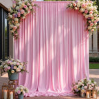 50×12ft Wrinkle Free Pink Backdrop Curtain for Wedding Parties, 10 Panels 5×12ft Long Soft Silky Polyester Backdrop Drapes Baby Pink Photo Back Drop Curtains for Party Photography Background Cloth - Image 5
