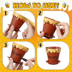 Jingmore 60 Sets Bee Honey Jar Pots Party Favors Bulk, Brown - Image 3