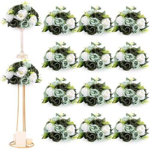 Hotop 24 Pcs Silk Rose Flower Balls,Forest Green by Hotop