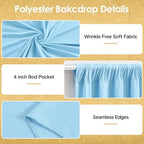 40x10ft Blue Backdrop Curtains for Wedding Parties Wrinkle Free Photo Backdrop Drapes for Photography Birthday Baby Shower Soft Fabric Party Backgournd for Photoshoot 5x10ft, 8 Panels - Image 2