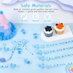100 Pieces Baby Shower Pacifiers Necklace, Cute Acrylic Pacifier Necklaces for Chupones para Baby Shower Games Charm, Party Favors, Decorations DIY, Gender Reveal Table Scatter(Blue) - Image 5
