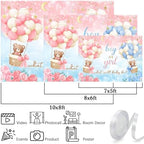 10 x 8 ft Gender Reveal Backdrop Blue Pink Bear Boy or Girl Background Sign Decorations Banner New Born Baby Shower Baptism Kids Birthday Party Photo Shoot Supplies Polyester - Image 7