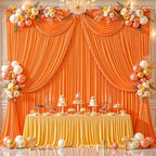 24ftx10ft Wrinkle Free Orange Backdrop Curtain - 10 Feet Photography Backdrop Drapes, Silky Polyester Back Drop Cloth for Wedding Baby Shower Balloon Arch Background - Image 4