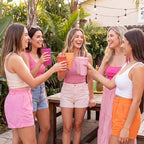 Skylety 24 Pcs Pink Orange Plastic Cups with Lids and Straws 24 oz - Image 6