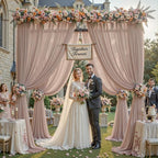 20ft×10ft Wrinkle Free Taupe Backdrop Curtain Drapes, 4 Panels 5ftx10ft Sheer Tulle Chiffon Backdrop Panels Curtains for Wedding Baby Shower Birthday Party Stage Photo Home Decorations - Image 3