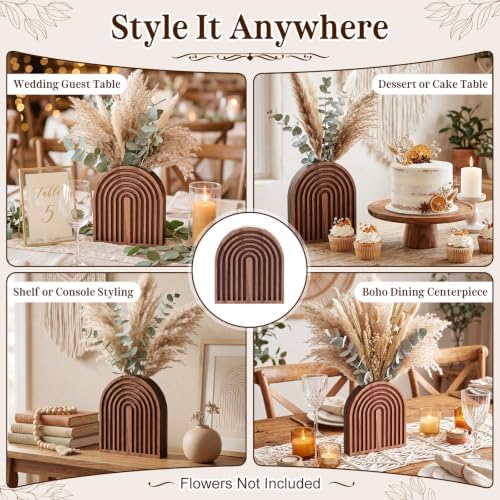 6 Pack Boho Wooden Arch Vase Rustic Wedding Centerpiece 5.1"x5.9" - Image 3