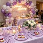 100 Guests Lavender Plastic Plates and Napkins Party Supplies for Birthday - Image 5